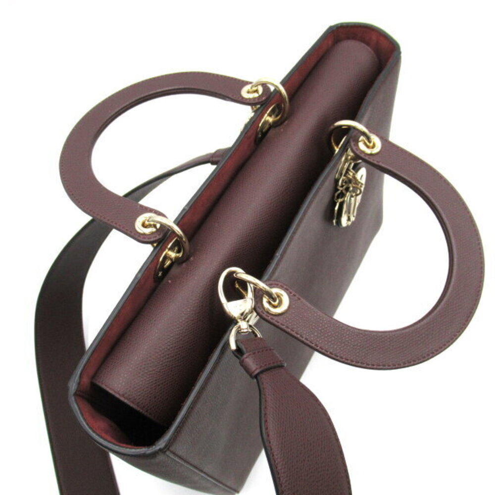 Dior Lady Dior Shoulder Bag Leather Bordeaux - Picture 5 of 10